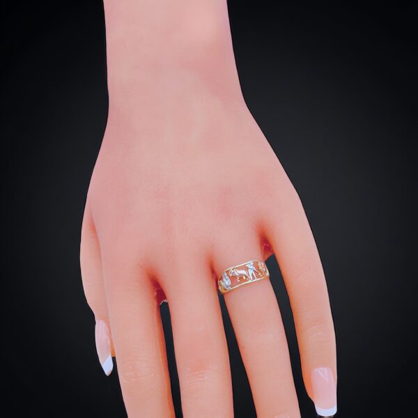 Anillo dama solido de la suerte en 3 tonos size 7” peso 1.9gr precio $152.00 disponible 1 pieza_