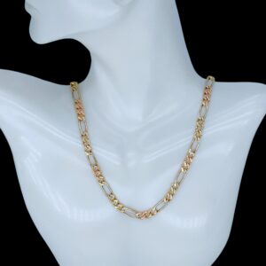 CA044 Cadena figaro en tres tonos peso medio size 26" peso 13.3gr precio $1,330.00